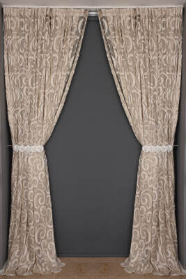 AY MODELİ VİZON RENK TEK KANAT Hazır Dikilmiş Pileli Fon Perde 300*260 Cm - 7