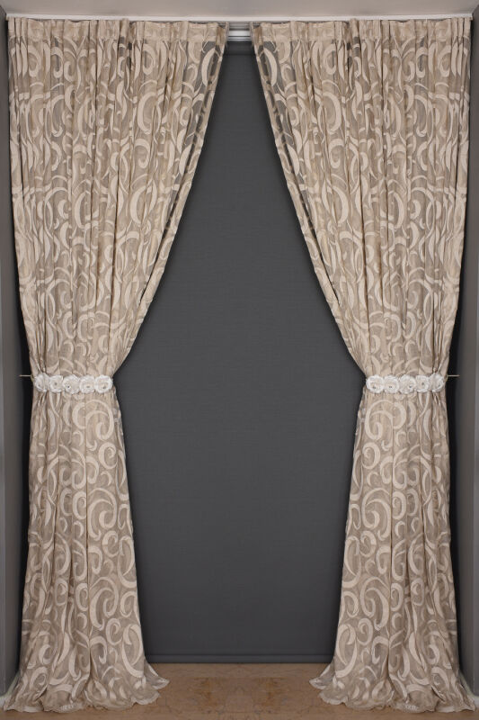 AY MODELİ VİZON RENK TEK KANAT Hazır Dikilmiş Pileli Fon Perde 300*260 Cm - 7