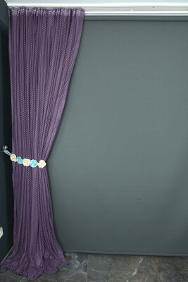 BAKLAVA MODEL MOR RENK TEK KANAT Hazır dikilmiş Pileli Fon Perde 300*260 cm - 5