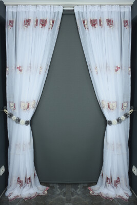 BRODE 1025 DESEN BEYAZ RENK TEK KANAT Hazır dikilmiş Pileli Fon Perde 300*260 cm - 9