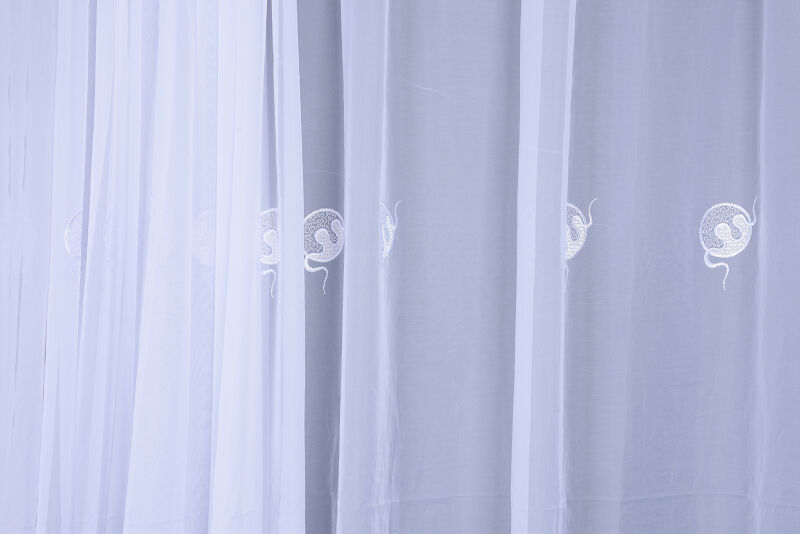 BRODE 1045 DESEN KIRIK BEYAZ RENK TEK KANAT Hazır dikilmiş Pileli Fon Perde 300*260 cm - 3