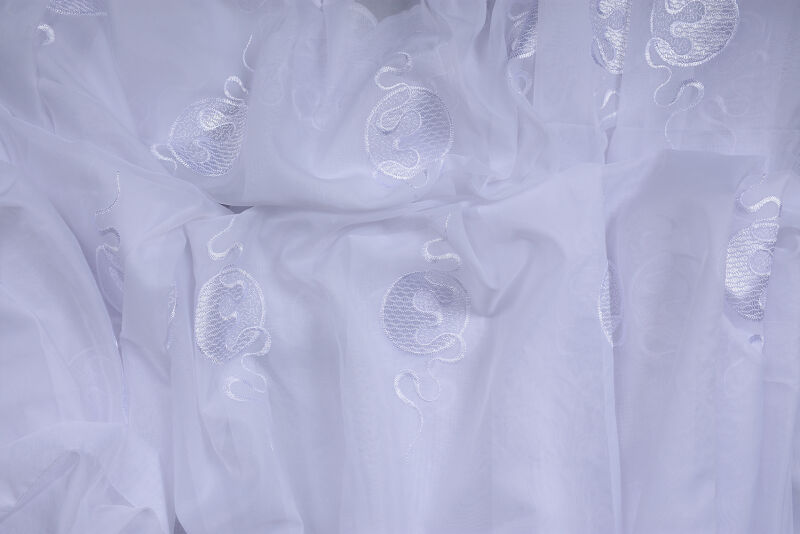 BRODE 1045 DESEN KIRIK BEYAZ RENK TEK KANAT Hazır dikilmiş Pileli Fon Perde 300*260 cm - 10