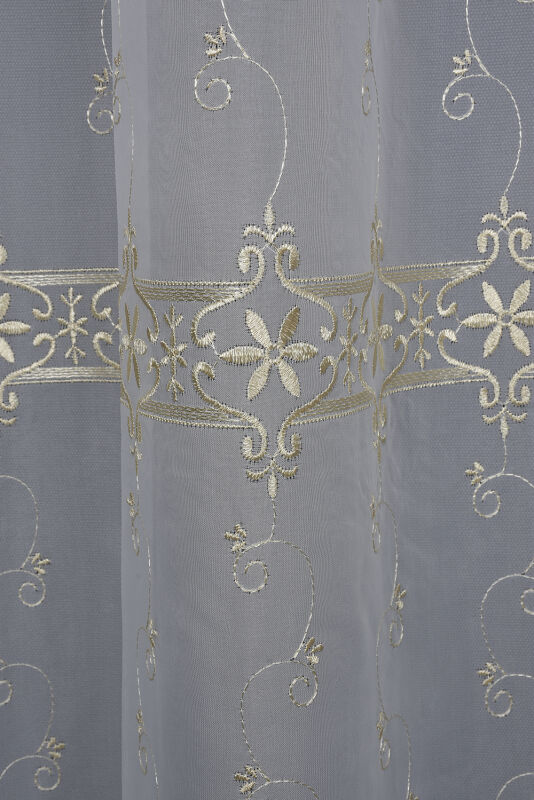 BRODE 1350 DESEN KREM RENK TEK KANAT Hazır dikilmiş Pileli Fon Perde 300*260 cm - 2