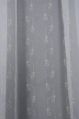 BRODE 1350 DESEN KREM RENK TEK KANAT Hazır dikilmiş Pileli Fon Perde 300*260 cm - 3