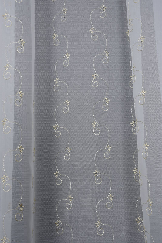 BRODE 1350 DESEN KREM RENK TEK KANAT Hazır dikilmiş Pileli Fon Perde 300*260 cm - 3