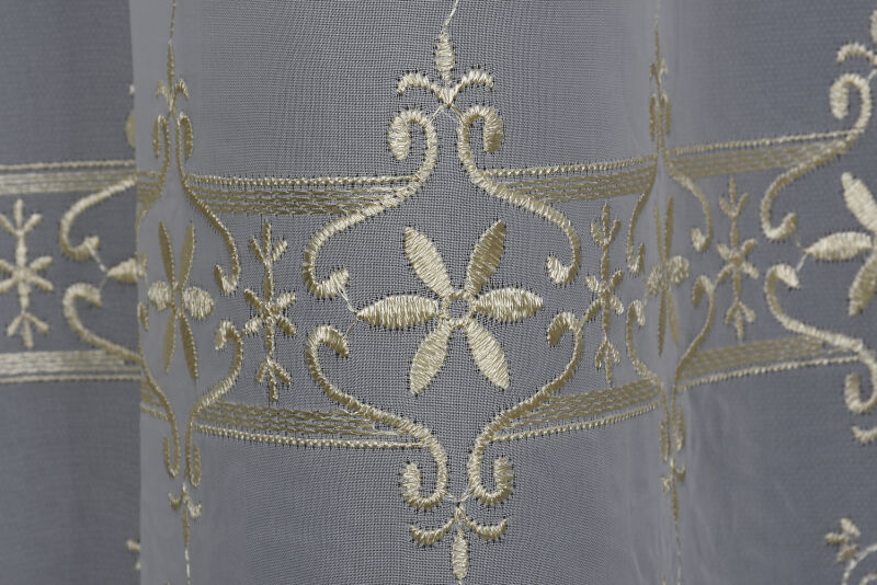 BRODE 1350 DESEN KREM RENK TEK KANAT Hazır dikilmiş Pileli Fon Perde 300*260 cm - 6