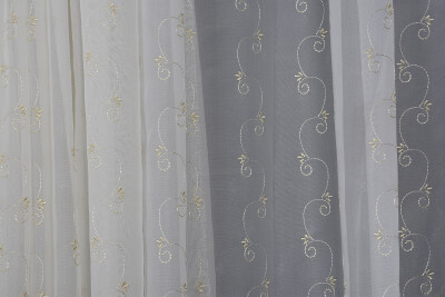 BRODE 1350 DESEN KREM RENK TEK KANAT Hazır dikilmiş Pileli Fon Perde 300*260 cm - 8