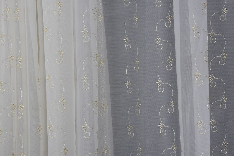 BRODE 1350 DESEN KREM RENK TEK KANAT Hazır dikilmiş Pileli Fon Perde 300*260 cm - 8