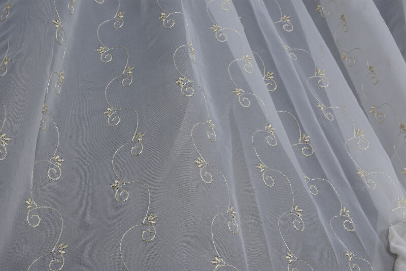 BRODE 1350 DESEN KREM RENK TEK KANAT Hazır dikilmiş Pileli Fon Perde 300*260 cm - 14