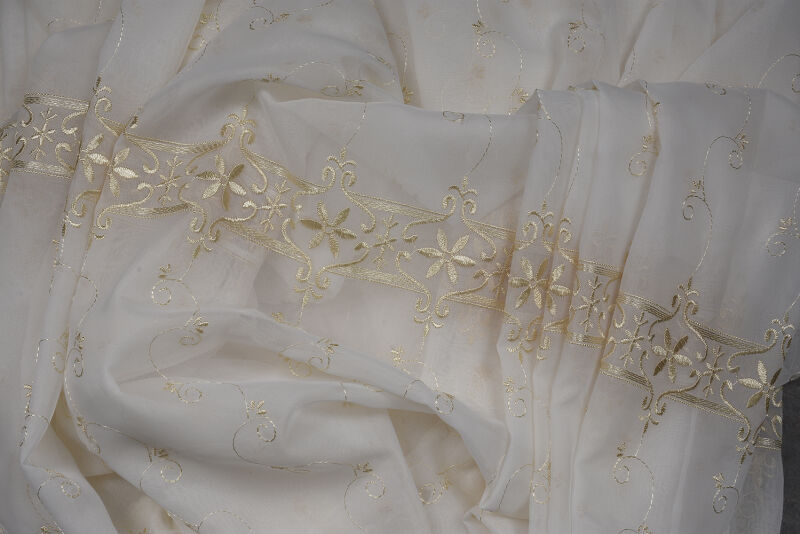 BRODE 1350 DESEN KREM RENK TEK KANAT Hazır dikilmiş Pileli Fon Perde 300*260 cm - 15