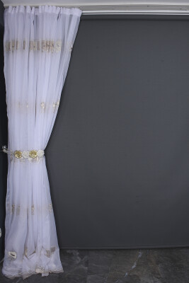 BRODE 1430 KIRIK BEYAZ RENK TEK KANAT Hazır dikilmiş Pileli Fon Perde 300*260 cm - 9