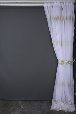 BRODE 1430 KIRIK BEYAZ RENK TEK KANAT Hazır dikilmiş Pileli Fon Perde 300*260 cm - 10