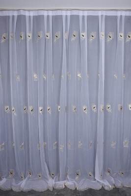 BRODE 1430 KIRIK BEYAZ RENK TEK KANAT Hazır dikilmiş Pileli Fon Perde 300*260 cm - AKÇA TEKSTİL