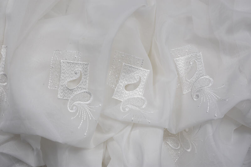 BRODE 1450 DESEN BEYAZ RENK TEK KANAT Hazır dikilmiş Pileli Fon Perde 300*260 cm - 1