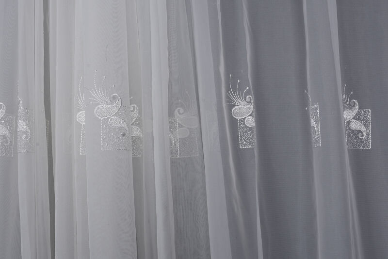 BRODE 1450 DESEN BEYAZ RENK TEK KANAT Hazır dikilmiş Pileli Fon Perde 300*260 cm - 3