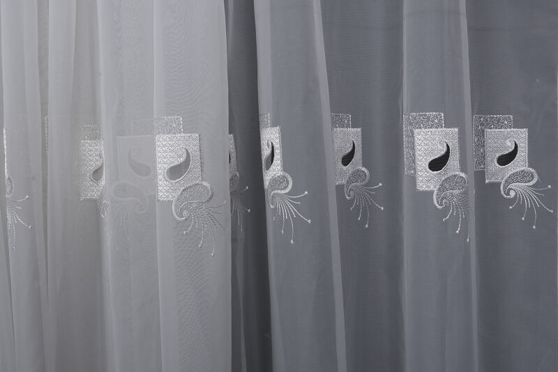 BRODE 1450 DESEN BEYAZ RENK TEK KANAT Hazır dikilmiş Pileli Fon Perde 300*260 cm - 4