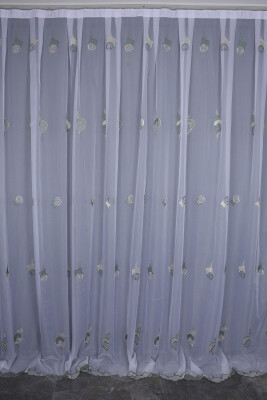 BRODE 1550 DESEN BEYAZ RENK TEK KANAT Hazır dikilmiş Pileli Fon Perde 300*260 cm - 1