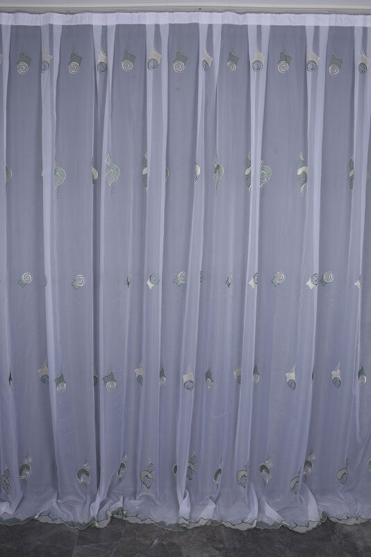 BRODE 1550 DESEN BEYAZ RENK TEK KANAT Hazır dikilmiş Pileli Fon Perde 300*260 cm - 1