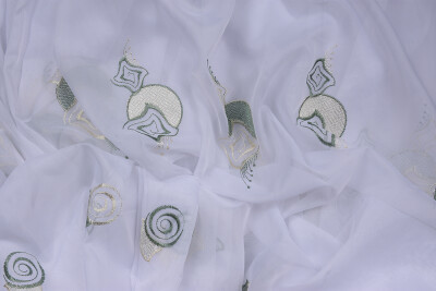 BRODE 1550 DESEN BEYAZ RENK TEK KANAT Hazır dikilmiş Pileli Fon Perde 300*260 cm - 12