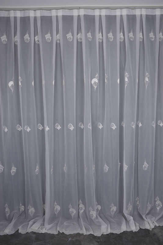 BRODE 1650 DESEN BEYAZ RENK TEK KANAT Hazır dikilmiş Pileli Fon Perde 300*260 cm - 1