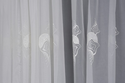 BRODE 1650 DESEN BEYAZ RENK TEK KANAT Hazır dikilmiş Pileli Fon Perde 300*260 cm - 2