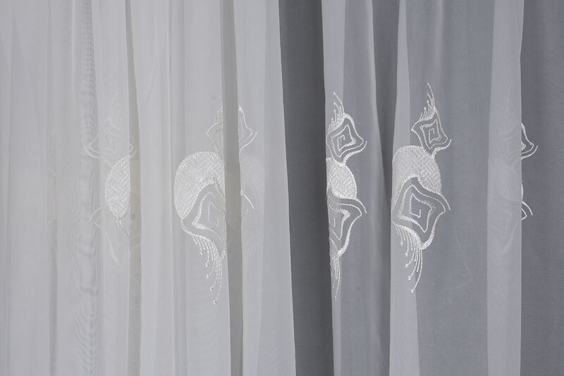 BRODE 1650 DESEN BEYAZ RENK TEK KANAT Hazır dikilmiş Pileli Fon Perde 300*260 cm - 2