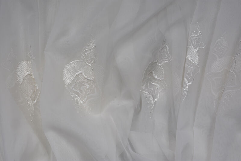 BRODE 1650 DESEN BEYAZ RENK TEK KANAT Hazır dikilmiş Pileli Fon Perde 300*260 cm - 13