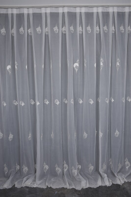 BRODE 1650 DESEN KIRIK BEYAZ RENK TEK KANAT Hazır dikilmiş Pileli Fon Perde 300*260 cm - 2