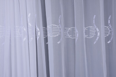 BRODE 1750 DESEN BEYAZ RENK TEK KANAT Hazır dikilmiş Pileli Fon Perde 300*260 cm - 2