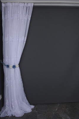 BRODE 1750 DESEN BEYAZ RENK TEK KANAT Hazır dikilmiş Pileli Fon Perde 300*260 cm - 7