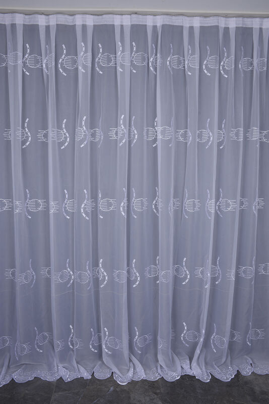 BRODE 1750 DESEN BEYAZ RENK TEK KANAT Hazır dikilmiş Pileli Fon Perde 300*260 cm - 1