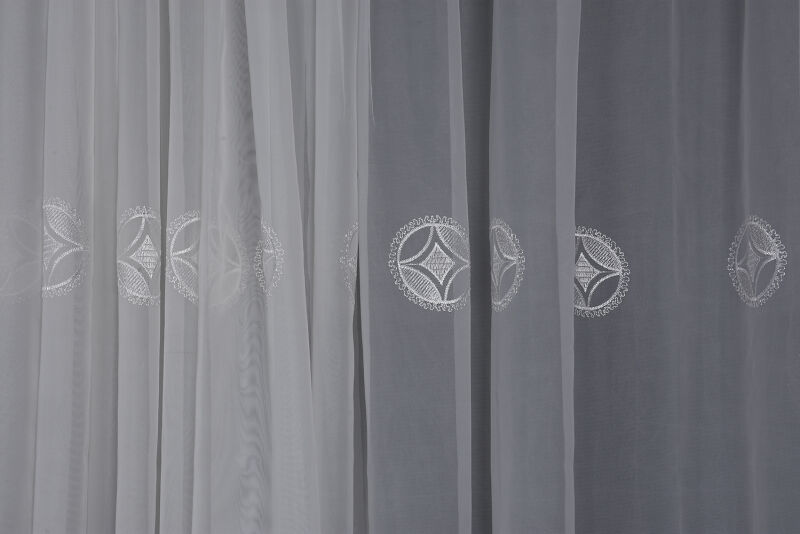 BRODE 1850 DESEN BEYAZ RENK TEK KANAT Hazır dikilmiş Pileli Fon Perde 300*260 cm - 1