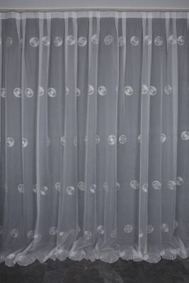 BRODE 1850 DESEN BEYAZ RENK TEK KANAT Hazır dikilmiş Pileli Fon Perde 300*260 cm - 2