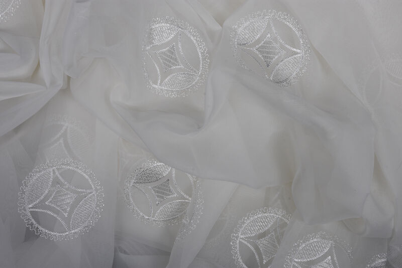 BRODE 1850 DESEN BEYAZ RENK TEK KANAT Hazır dikilmiş Pileli Fon Perde 300*260 cm - 6