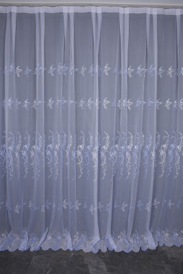 BRODE 1950 DESEN BEYAZ RENK TEK KANAT Hazır dikilmiş Pileli Fon Perde 300*260 cm - 1