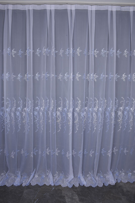 BRODE 1950 DESEN BEYAZ RENK TEK KANAT Hazır dikilmiş Pileli Fon Perde 300*260 cm - 1