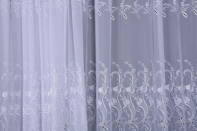 BRODE 2050 DESEN BEYAZ RENK TEK KANAT Hazır dikilmiş Pileli Fon Perde 300*260 cm - 1