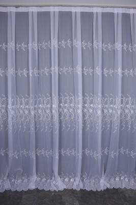 BRODE 2050 DESEN BEYAZ RENK TEK KANAT Hazır dikilmiş Pileli Fon Perde 300*260 cm - 2