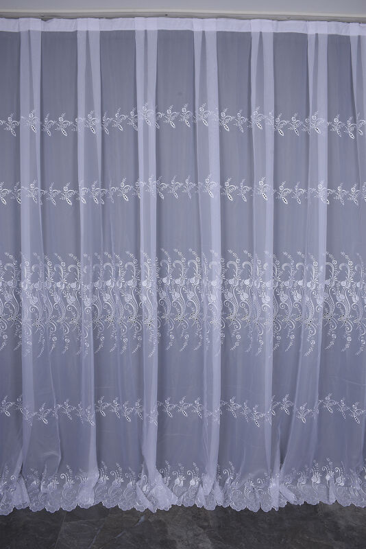 BRODE 2050 DESEN BEYAZ RENK TEK KANAT Hazır dikilmiş Pileli Fon Perde 300*260 cm - 2