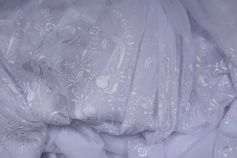 BRODE 2050 DESEN BEYAZ RENK TEK KANAT Hazır dikilmiş Pileli Fon Perde 300*260 cm - 9