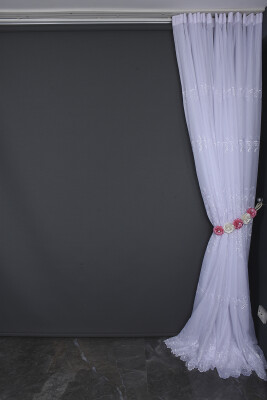 BRODE 2050 DESEN BEYAZ RENK TEK KANAT Hazır dikilmiş Pileli Fon Perde 300*260 cm - 11