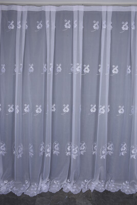 BRODE 2150 DESEN BEYAZ RENK TEK KANAT Hazır dikilmiş Pileli Fon Perde 300*260 cm - AKÇA TEKSTİL