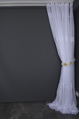 BRODE 2150 DESEN BEYAZ RENK TEK KANAT Hazır dikilmiş Pileli Fon Perde 300*260 cm - 10