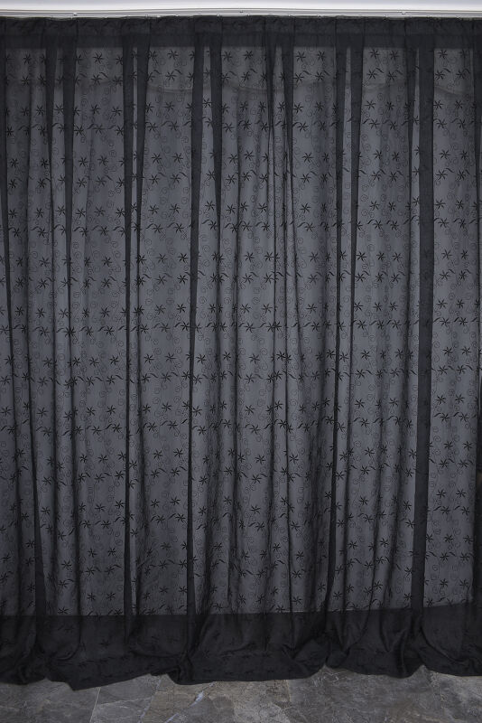 BRODE 2250 DESEN SİYAH RENK TEK KANAT Hazır dikilmiş Pileli Fon Perde 300*260 cm - 1