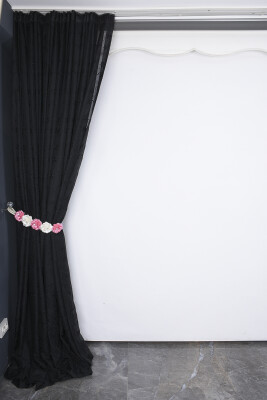 BRODE 2250 DESEN SİYAH RENK TEK KANAT Hazır dikilmiş Pileli Fon Perde 300*260 cm - 10