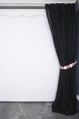 BRODE 2250 DESEN SİYAH RENK TEK KANAT Hazır dikilmiş Pileli Fon Perde 300*260 cm - 11