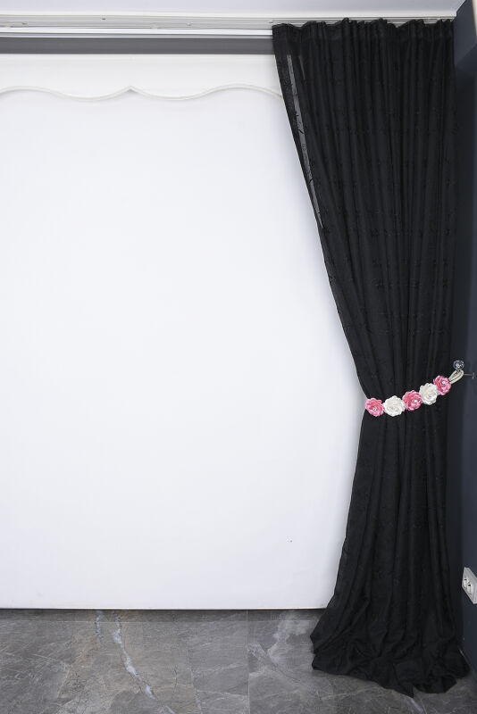 BRODE 2250 DESEN SİYAH RENK TEK KANAT Hazır dikilmiş Pileli Fon Perde 300*260 cm - 11