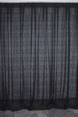 BRODE 2250 DESEN SİYAH RENK TEK KANAT Hazır dikilmiş Pileli Fon Perde 300*260 cm - AKÇA TEKSTİL