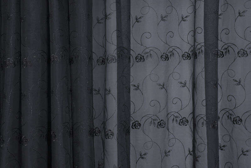 BRODE 2350 DESEN SİYAH RENK TEK KANAT Hazır dikilmiş Pileli Fon Perde 300*260 cm - 1