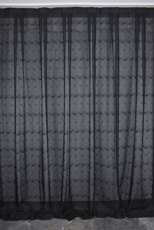 BRODE 2350 DESEN SİYAH RENK TEK KANAT Hazır dikilmiş Pileli Fon Perde 300*260 cm - 2